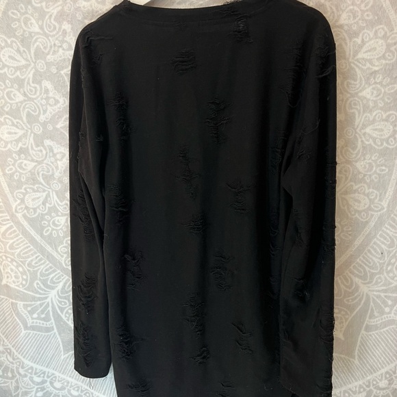 DIVIDED H&M BLACK BURNOUT DISTRESSED DESTROYED OVERSIZED HOLEY TOP M - Picture 6 of 13